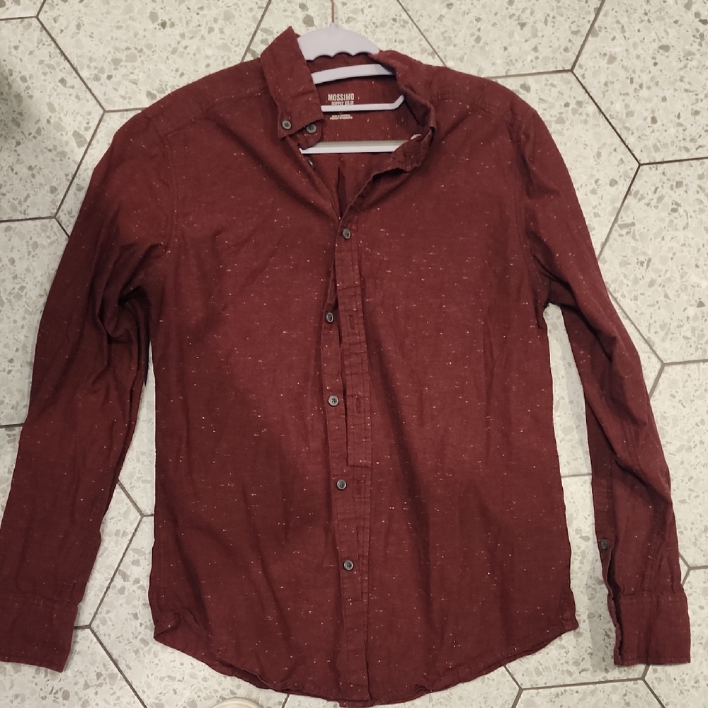 Mossimo Supply Co. Maroon Casual Button-Down Shirt